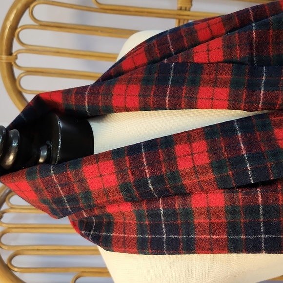 Red blue green and white plaid scarf - Picture 2 of 6